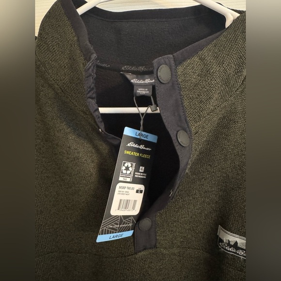 Eddie Bauer sweatshirt size large brown green Fleece Pullover - Picture 2 of 3